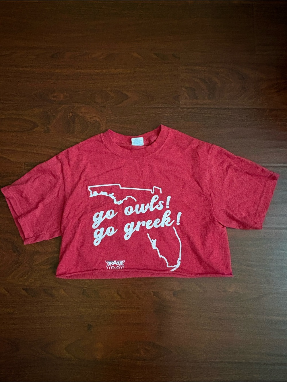 Red fau shirt cropped
